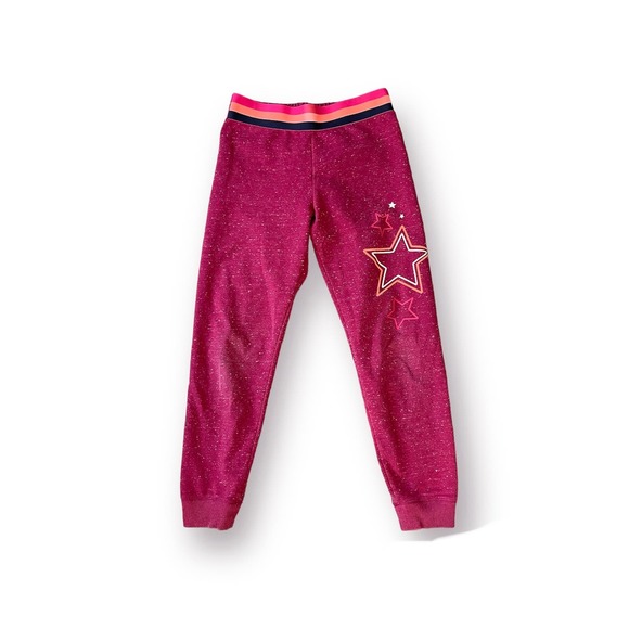 Girls L 10/12 Athletic Works Pink Fleck Star Lightweight Sweatpants Jogger - Picture 1 of 2
